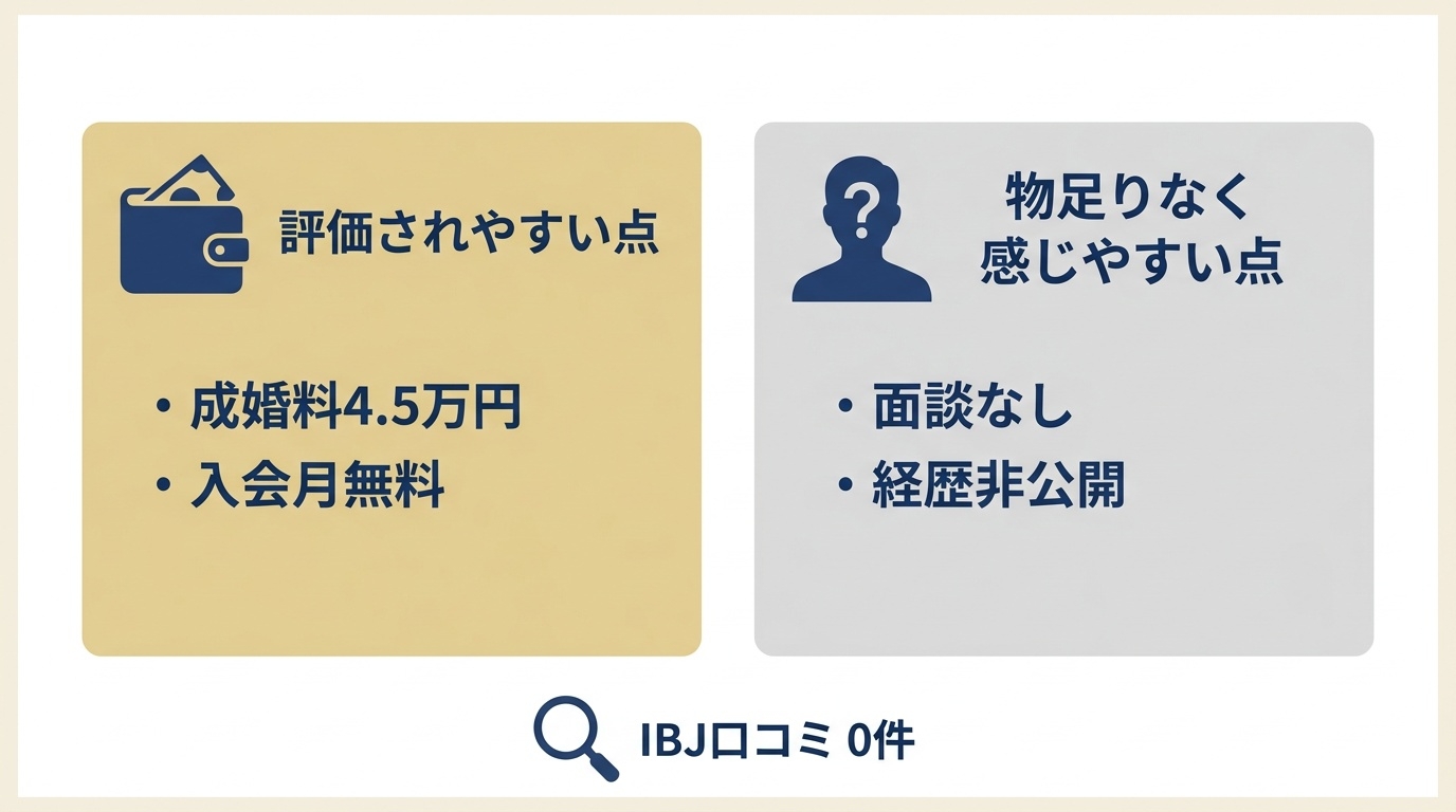 メルティアの口コミの現状と、評価の分かれ目の整理図。