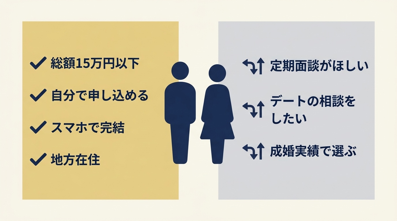 メルティアが向いている人・向いていない人の整理図。