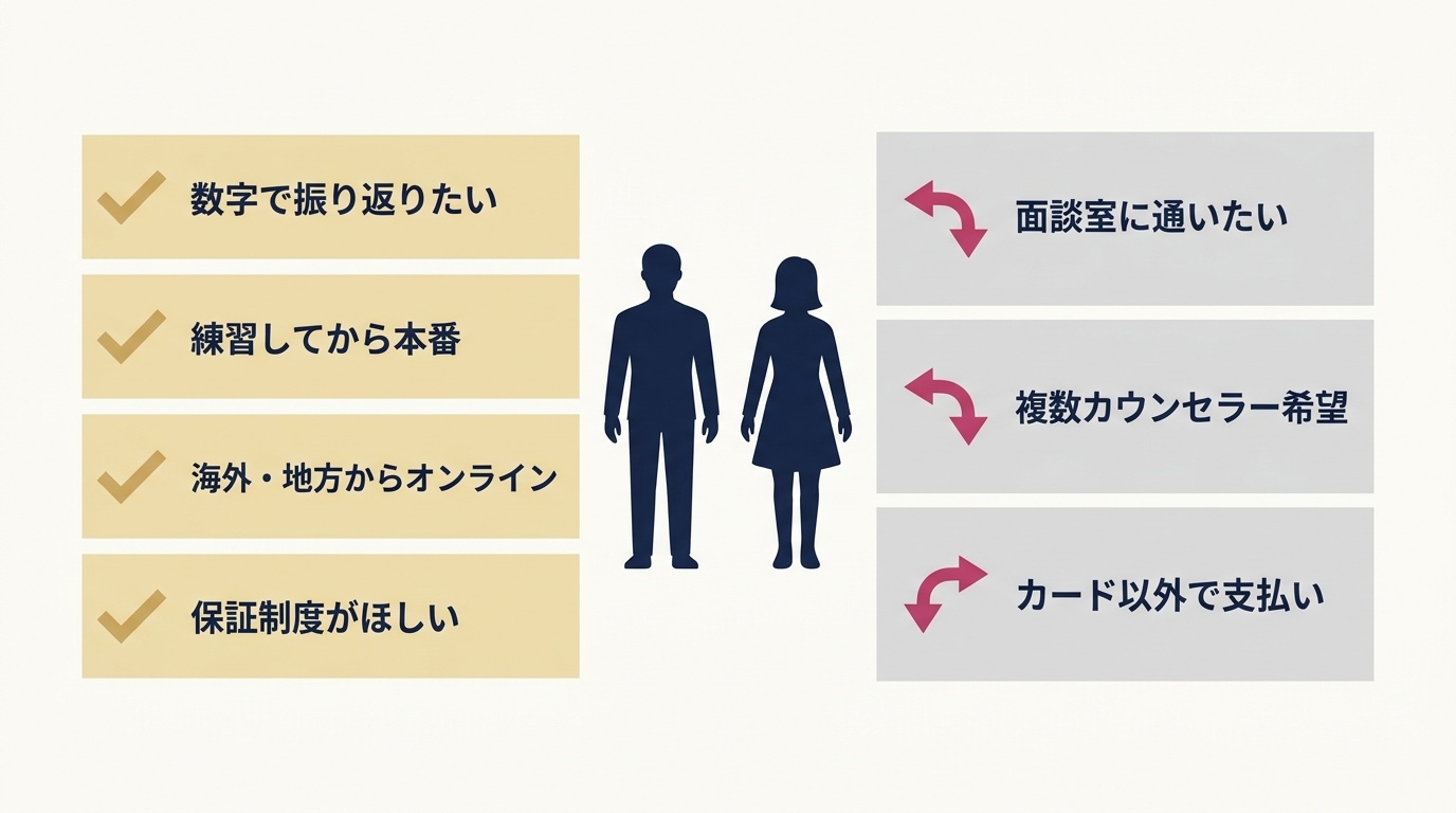 Hasegawa Marriage Agencyが向いている人・向いていない人の整理図。