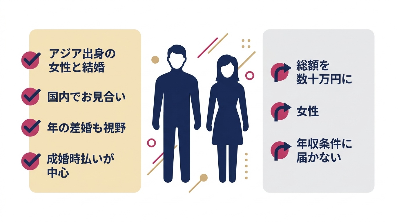 ゴードン国際結婚相談所が向いている人・向いていない人の整理図。