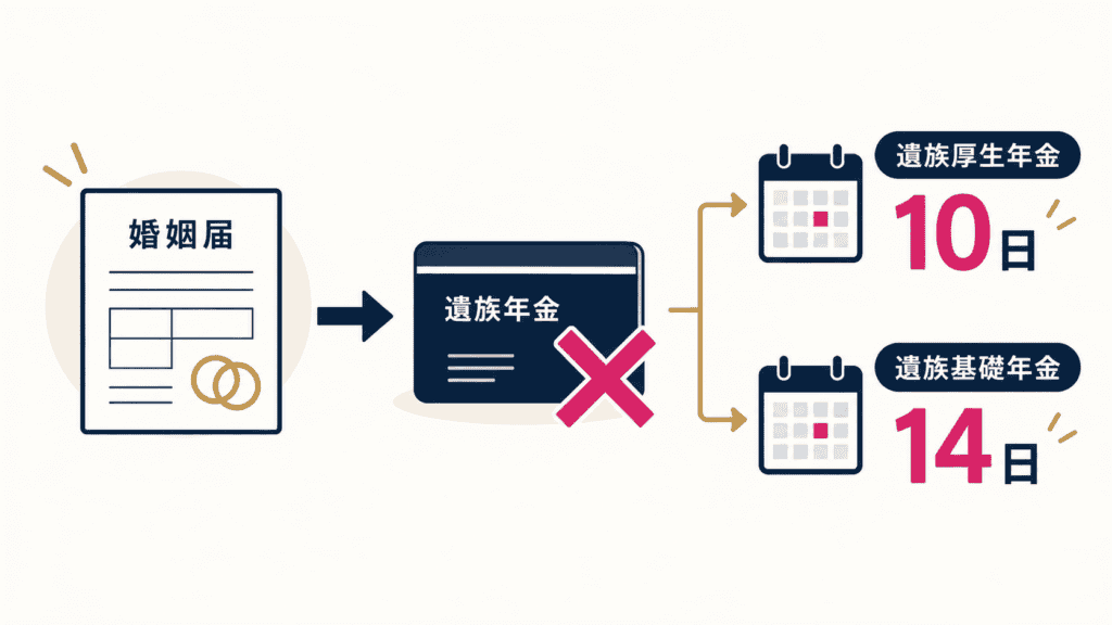 再婚と遺族年金の失権届の期限を示す図