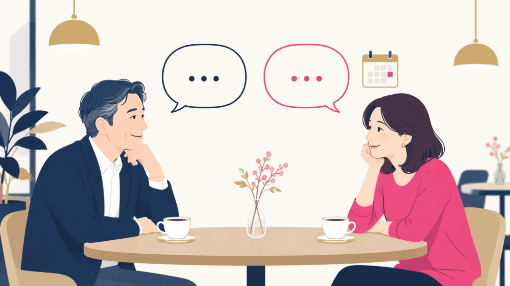 対等に話し、次の約束につながる一言を添える。