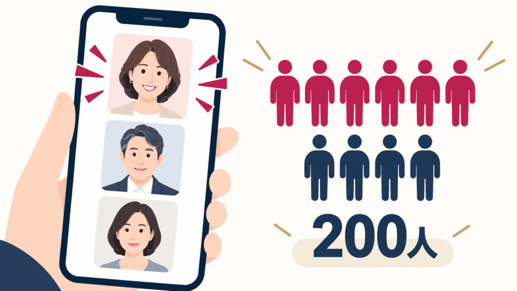 プロフィール写真が、アプリで最初に見られる情報であることを表した図。