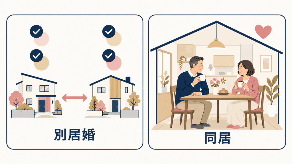 別居婚と同居、それぞれに合う暮らし方の比較。