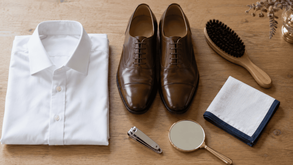 シャツ・靴・洋服ブラシ・ハンカチなど、デート前に手入れしておきたい身だしなみの道具