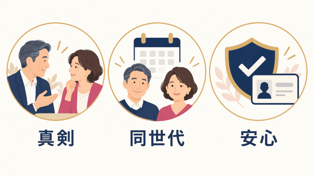 アンジュの良い口コミに多い3つの評価と、それを支える仕組みのイメージ