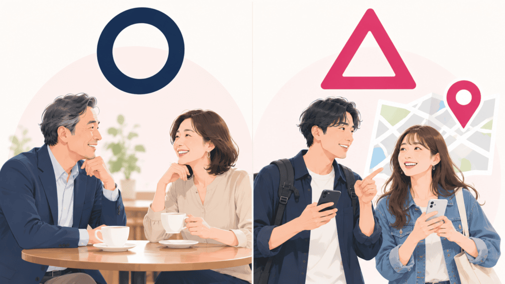 アンジュが合いやすい人と、合わない場合がある人を対比した図