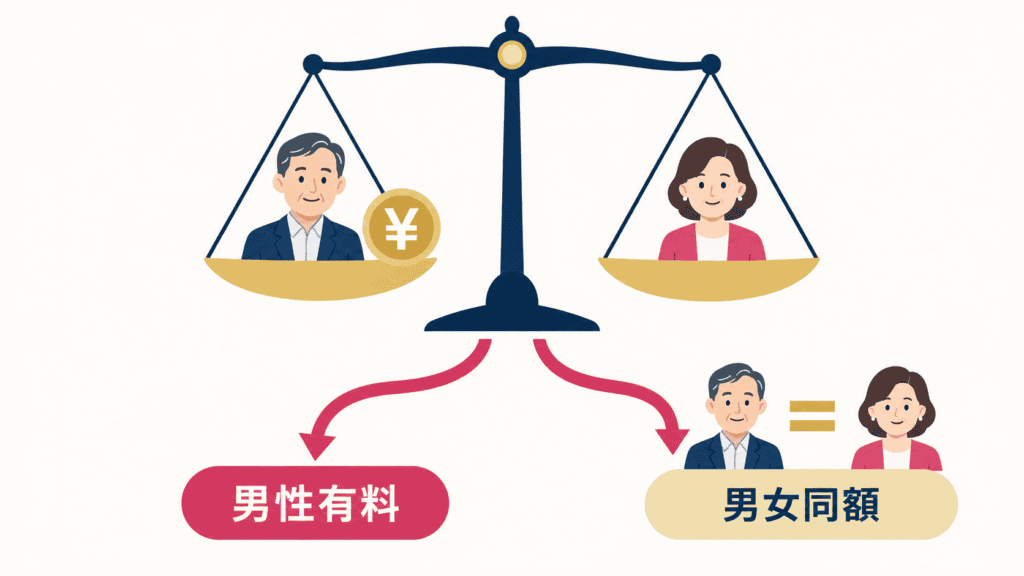 男性有料型と男女同額型の2つの料金の形。