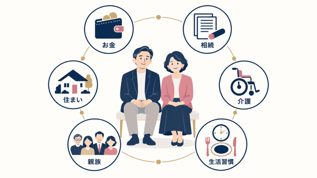 50代の結婚で後悔につながりやすい6つのテーマ。