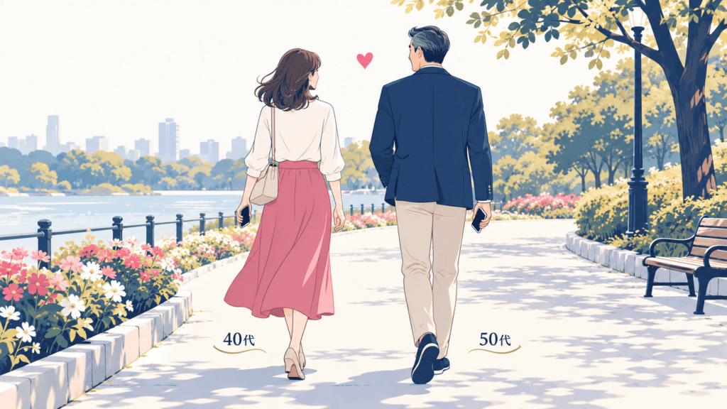 年の差も同年代も、2人とも登録できるアプリで出会うイメージ。