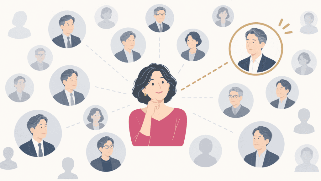 多くの人ではなく合う一人と出会うイメージ